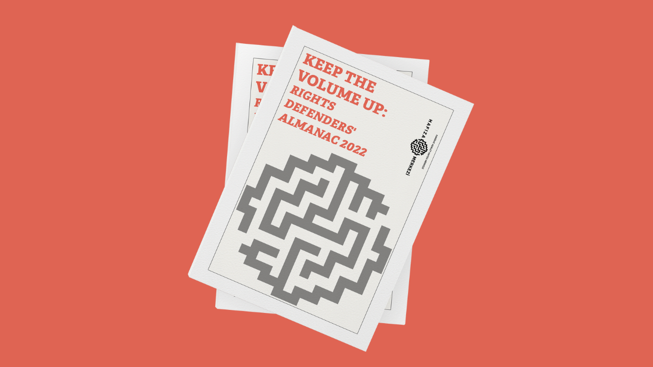 The cover of the publication Keep the Volume Up: Rights Defenders’ Almanac