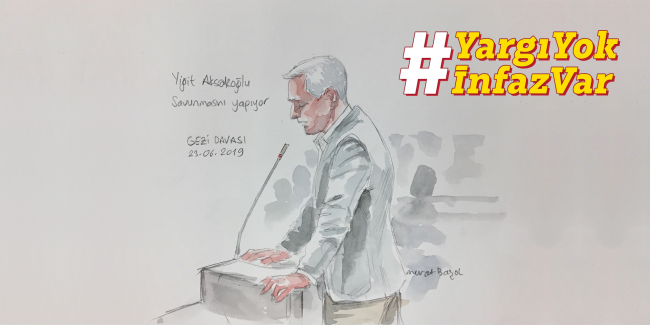 Yiğit Aksakoğlu'nun savunmasını yaparken görüldüğü bir çizimle hazırlanmış kampanya görseli