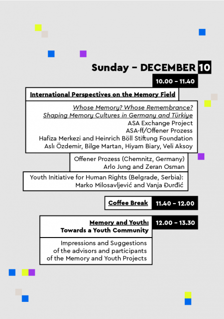 New Memory Fields Workshop schedule, 9-10 December 2023.